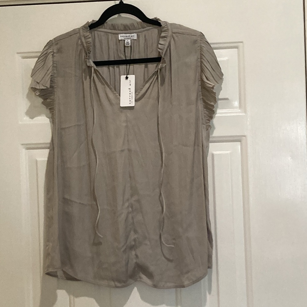 Current Air Grey flutter sleeve  Top